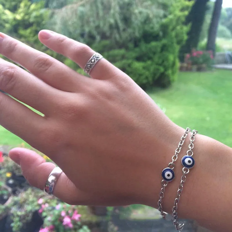 Fashion Turkish Evil Eye Tree Charm Name Bracelet For Women Handmade Gold Hand Chain Accessories Jewelry | Украшения и аксессуары