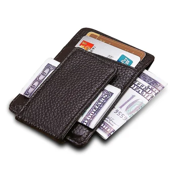 

Men money clips genuine leather Magnet Clip Ultrathin Pocket Clamp card ID Case Mini Creative Wallet