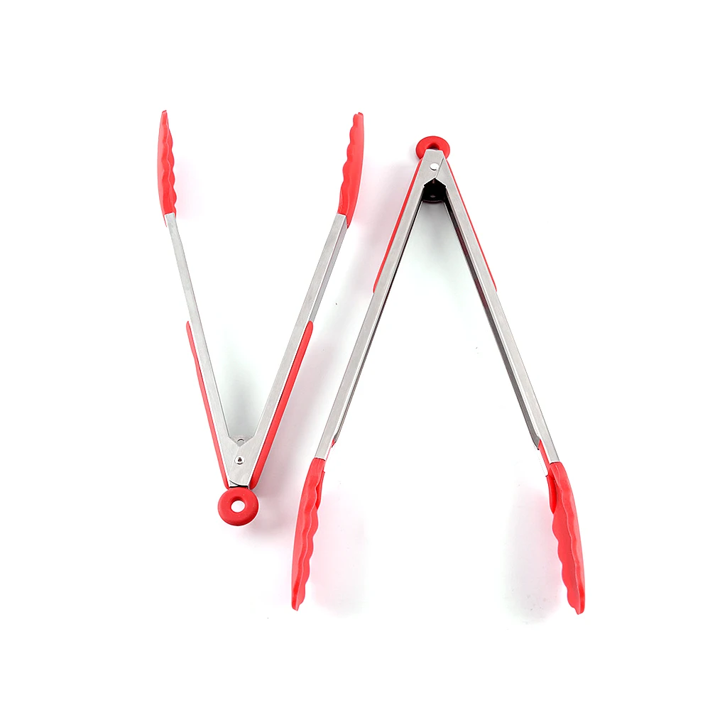 1 PC Food Clip Silicone Cooking Tools BBQ Tongs Stainless Steel Handle Food Grade Kitchen Gadgets Anti-Skid Silicone Strips