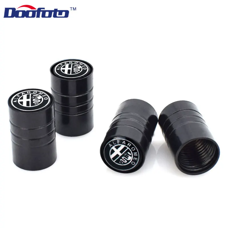 Style 1 Black Doofoto 4x для Alfa Romeo автомобильный клапан колпачки наклейка логотип для автомобиля значок бандаж Колеса Стволовые воздушные чехлы автомобильные аксессуары Стиль Чехол - Цвет: Style 1 Black