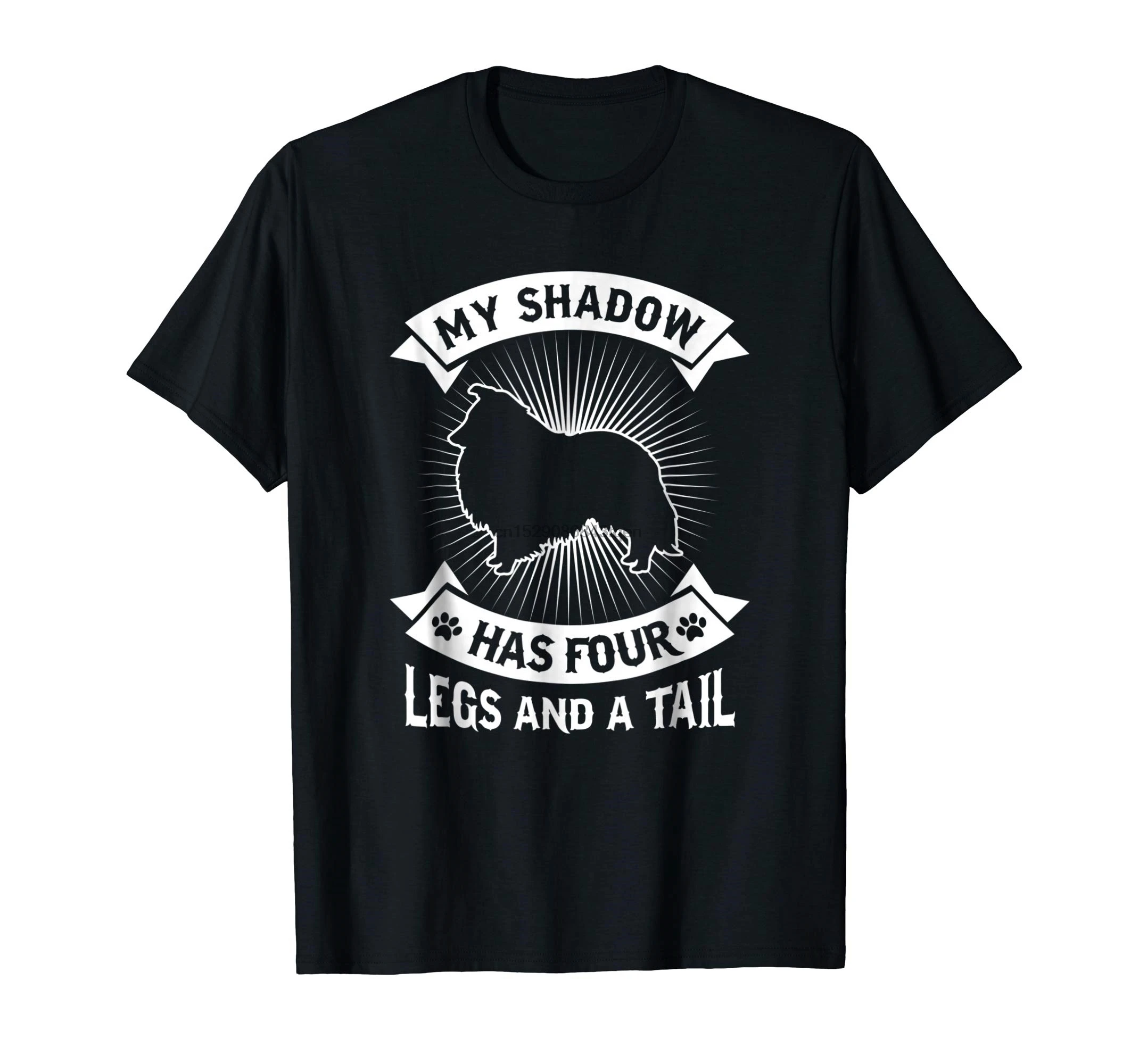 Shadow Has 4 Legs Tail Shetland Sheepdog Sheltie dog Рубашка-Мужская Футболка-черный |