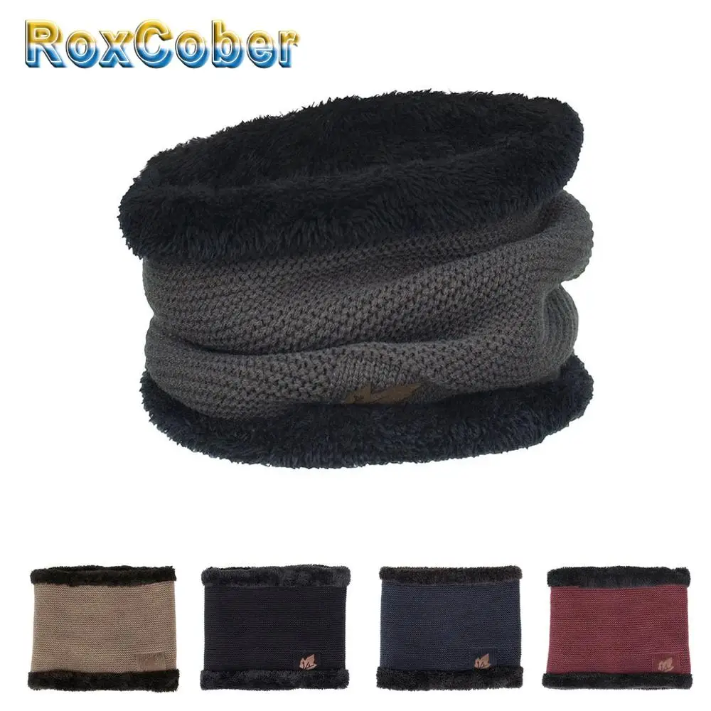 RoxCober зимние теплые шапки Скалли шапочки шапка вязаная Шея шапка-снуд для мужчин и женщин береты-кепки Gorros мужская шапка
