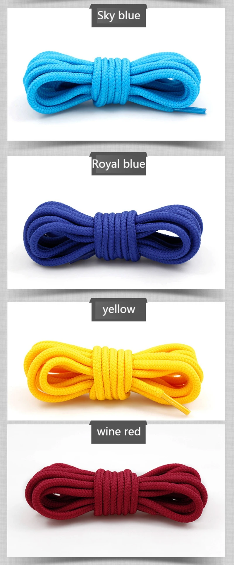 1 Pair Round Shoelaces Top Quality Polyester Classic Off White Shoe Laces Do Not Fade Outdoor Leisure Sneakers Shoelace Unisex