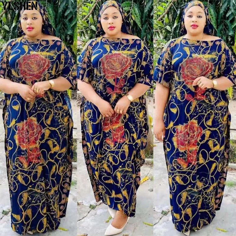 

Print Boubou Robe Africaine Femme Clothes African Dresses for Women Diamonds Long Maxi Hijab Dress Muslim Fashion Ramadan Abayas