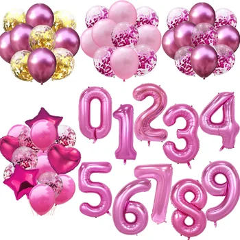 

Huge 40inch Pink Foil Number Balloons Latex Happy Birthday Party Decor Balloon Adult/Kid Baby Shower/Wedding Decoration Supply