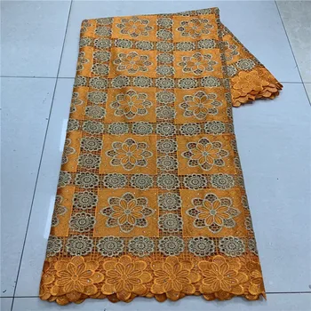 

High Quality African Swiss Voile Lace In Switzerland For Party With Stones 5Yards 2020 New Design African Laces Fabric Yellow