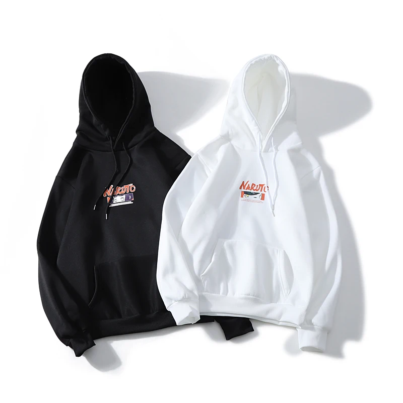 

Autumn Winter 2019 naruto print hoodie Fashion Japanese street plus size 3xl Men's sweatshirt anime hip hop Couple white clothes