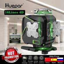 Huepar s04cg 16 linhas 4d cruz linha laser nível bluetooth & funções de controle remoto feixe verde linhas com estojo rígido