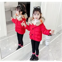 Зимнее пальто унисекс; милое детское пальто с капюшоном и меховым воротником; однотонная ветрозащитная куртка для малышей; теплое уличное пальто для малышей