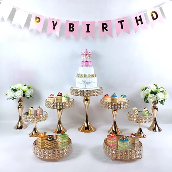 

2020 Square diamond crystal l Cupcake decorations Dessert Pedestal Party Display Table Decorations wedding Cake Stand Meta