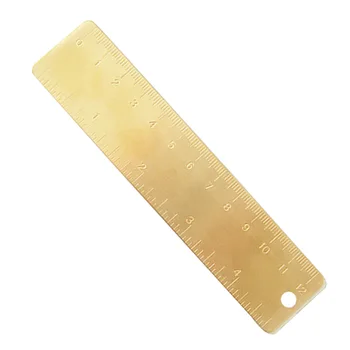 

1PC Brass Ruler Durable Engraved Mini Handy Retro Dual Scale Straight Ruler Bookmarker with Round Hole for Home Office