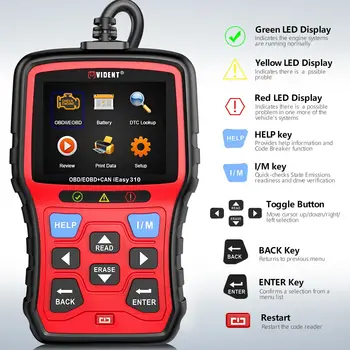 

Vident iEasy310 Enhanced OBDII/EOBD+CAN Code Reader with Battery Test Function