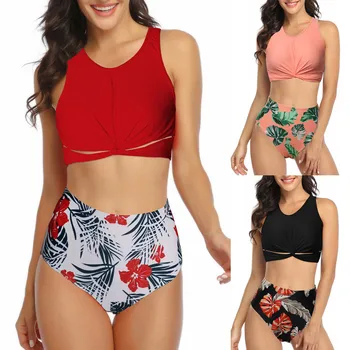 

#Z2 High Waist Bikini Set Women Sexy Swimsuit Tank Top Bathing Suit Brazilian Swimwear Female Swimming Wear Biquini Bikinis