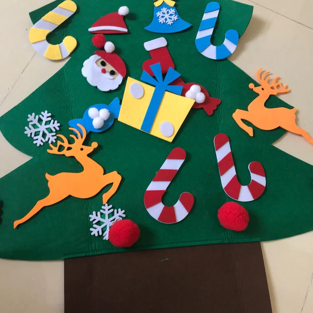 DIY войлочная Рождественская елка, детские игрушки, искусственное дерево, настенные подвесные украшения, Рождественское украшение для дома, подарки на год