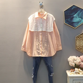 

2020 Spring New Style Korean Elegant Shirt Two-Piece Knitted Shawl Loose And Plus-sized Long Sleeve Vertical Striped Shirt