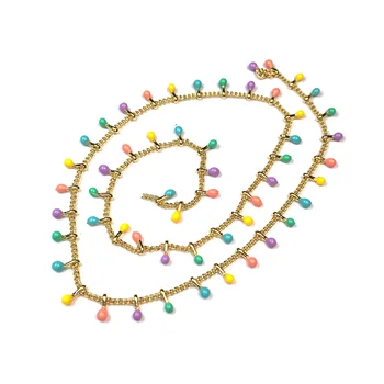 

1 Meter Handmade Copper Chains Gold Wire Wrapped Beaded Rosary Chain For Jewelry Making DIY Necklaces Bracelet Anklet