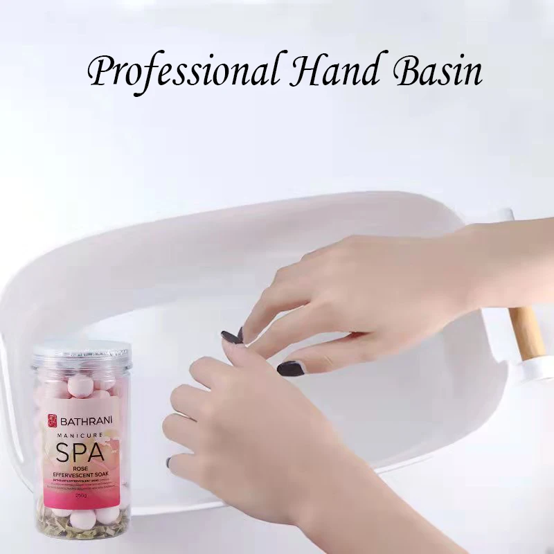 

Manicure Washing Hand Basin Nail Art Tools for Soften Cuticle Hand Care Bowl White Storage Box With Wooden Handle