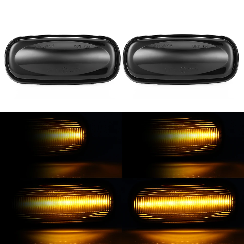 

2pcs Flowing Water Side Marker Signal Light Dynamic LED Side Repeater Indicator For Land Rover Discovery 2 Defernder Freelander1