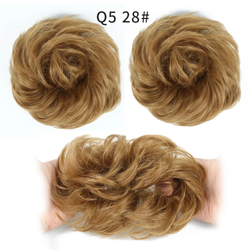 MERISIHAIR, вьющиеся резинки для волос, шиньон, с резинкой, коричневый, серый, синтетические волосы, кольцо, обруч на грязные пучки, хвосты - Цвет: 28