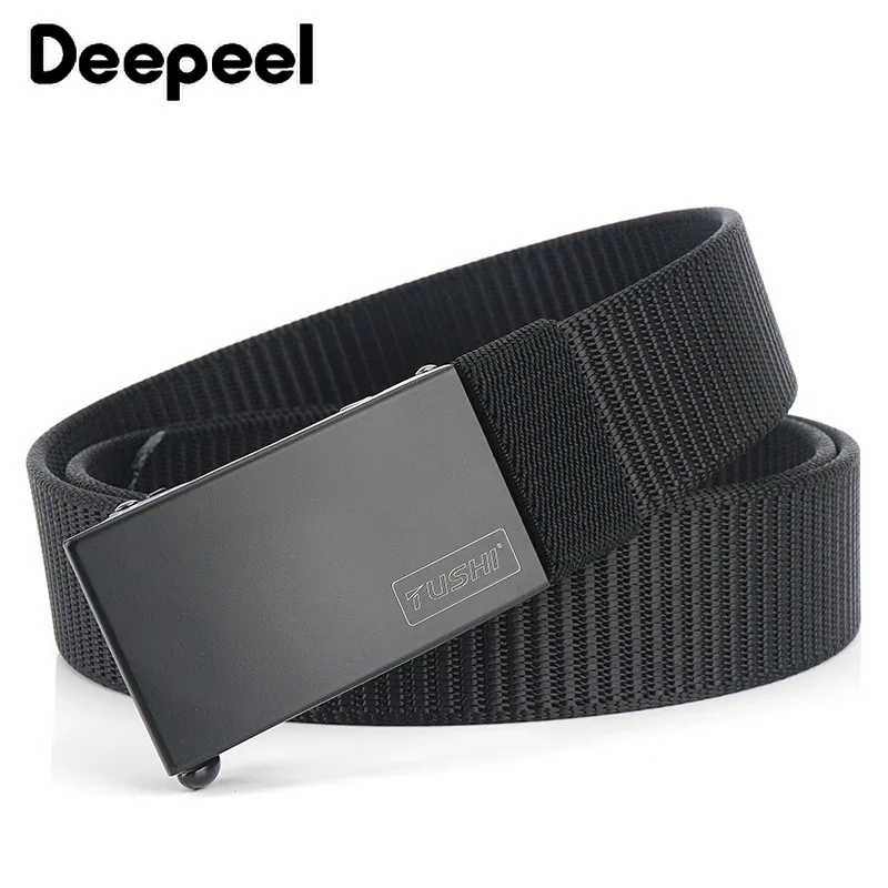Deepeel, 1 шт., 3,2 см* 120 см, новинка, автоматическая пряжка, нейлоновые лямки, ремни для мужчин, для отдыха, стильные, тканевые, джинсы, аксессуары, ремень