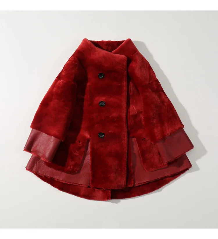 Зимняя куртка пальто с обеих сторон и полноразмерная Шерсть Все-в-одном для женщин пальто с длинными рукавами в европейском и амер - Цвет: Martha red