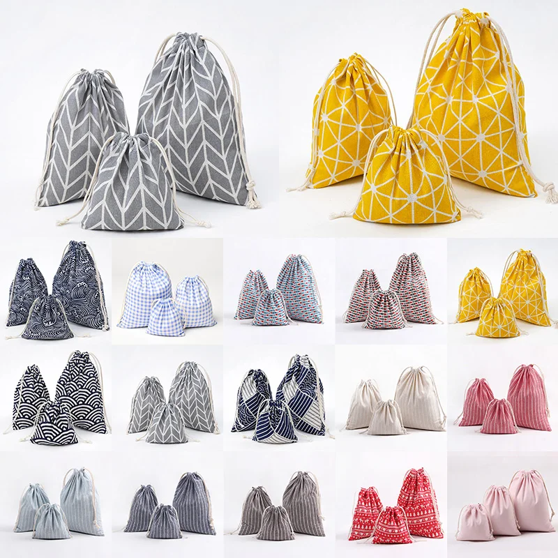 1 шт. геометрический кактус Drawstring хлопок лен сумка для хранения подарок на