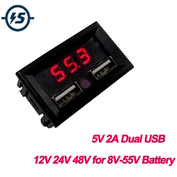 

Lead-acid Battery Votlage Display Module 5V 2A Dual USB Output Voltmeter 12V 24V 48V for 8V-55V Battery