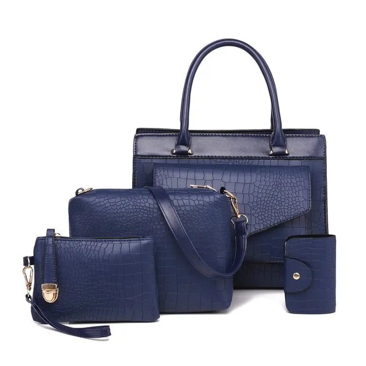 

2018 New Style Europe And America WOMEN'S Fashion Handbag Crocodile Pattern Four-piece Set Different Size Bags One-Shoulder Obli