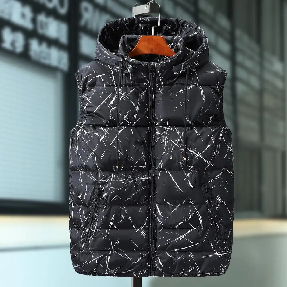 6XL 8XL 10XL модный жилет с капюшоном, мужской утепленный жилет с хлопковой подкладкой, мужская куртка без рукавов со съемным капюшоном, плюс размер