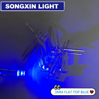 

1000pcs 3mm Water Clear Blue LED Diode Flat Top Wide Angle LED Light Emitting Diode Lamp Super Bright Transparent Through Hole