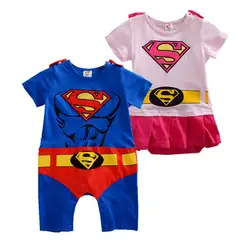 Toddler Superhero Costumes Infant Girls Boys Set Superman Supergirl Batman Romper Bebe Superheroe Cloak Superman Baby Outfit