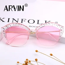 

2022 Ladies New Fashion Party Sun Glasses Vintage Retro Luxury Crystal Eyewear Pink Mirror Cat Eye Diamond Rhinestone Sunglasses