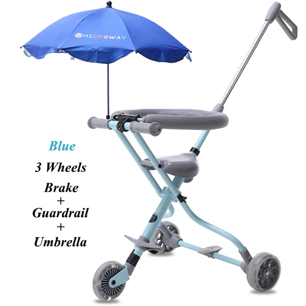 Сияющая детская коляска для езды на велосипеде, ультра-легкая складная От 3 до 5 лет, детская коляска с высоким ландшафтом, зонтик, детская коляска - Цвет: 3