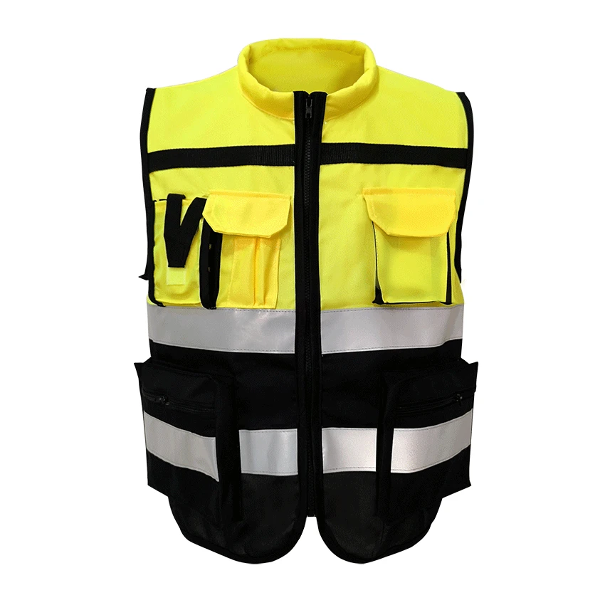 Outdoor Security Traffic Work Clothes Reflective Vest High Visibility Warning Safety Vest Fluorescent Clothing Multi pockets