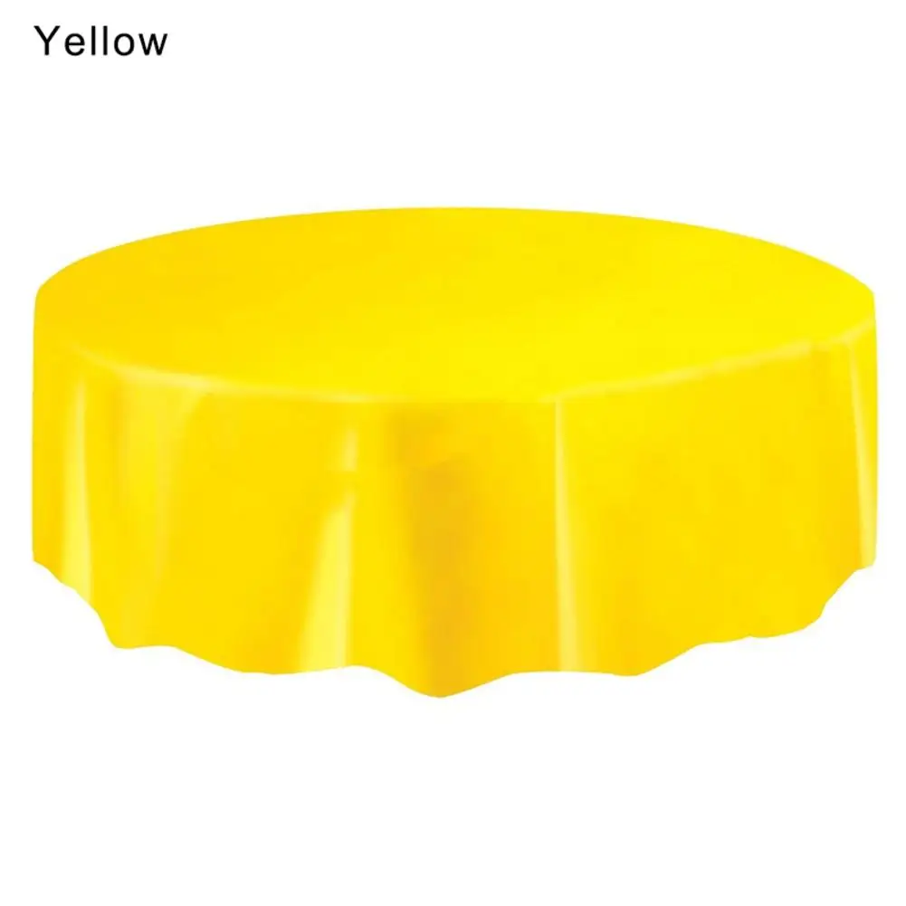 PEVA одноразовая скатерть без узора чистый цвет пластиковый, круглый стол покрывает портативный день рождения скатерти Прямая поставка - Цвет: Yellow
