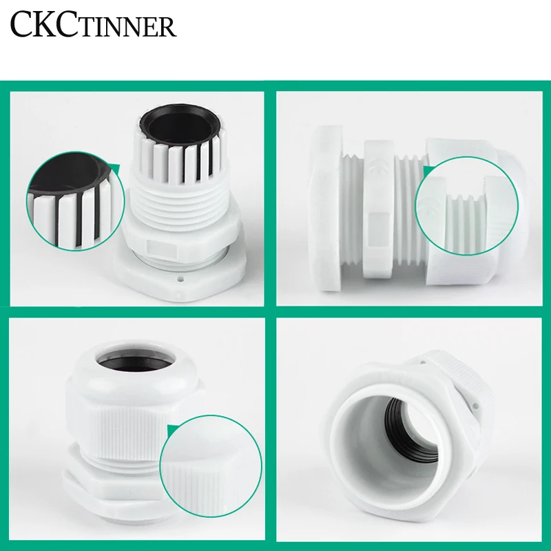 Waterproof Cable Gland 10pcs Cable entry IP68 PG7 PG9 PG11 PG13.5 PG16 PG19 PG21 PG25 PG29White Black Nylon Plastic Connector