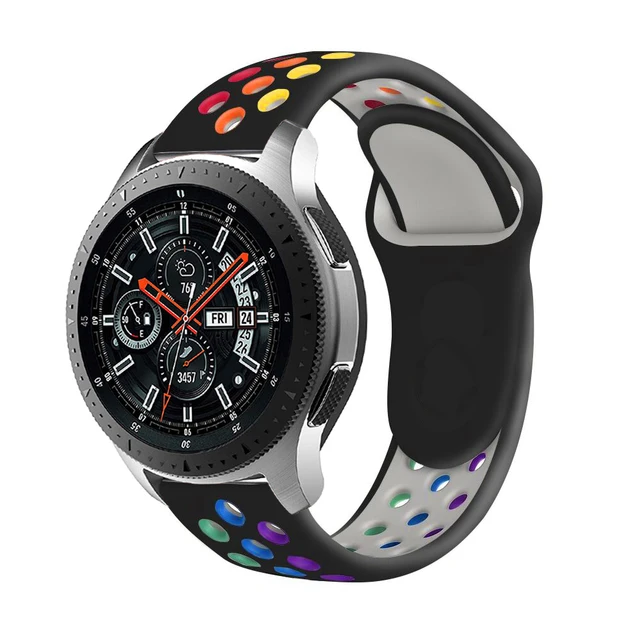 20mm/22mm Strap for Samsung Galaxy Watch 4/3/46mm/42mm/Active 2/Gear S3 Frontier Silicone Bracelet Huawei Watch GT/2/2e/Pro Band Black rainbow 4