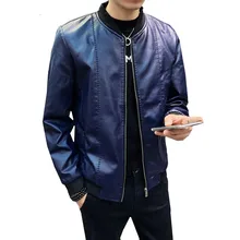 Мужская Осенняя повседневная куртка из искусственной кожи, приталенное повседневное пальто, модные пальто, модная бейсбольная кожаная куртка с воротником, Мужская M-4XL