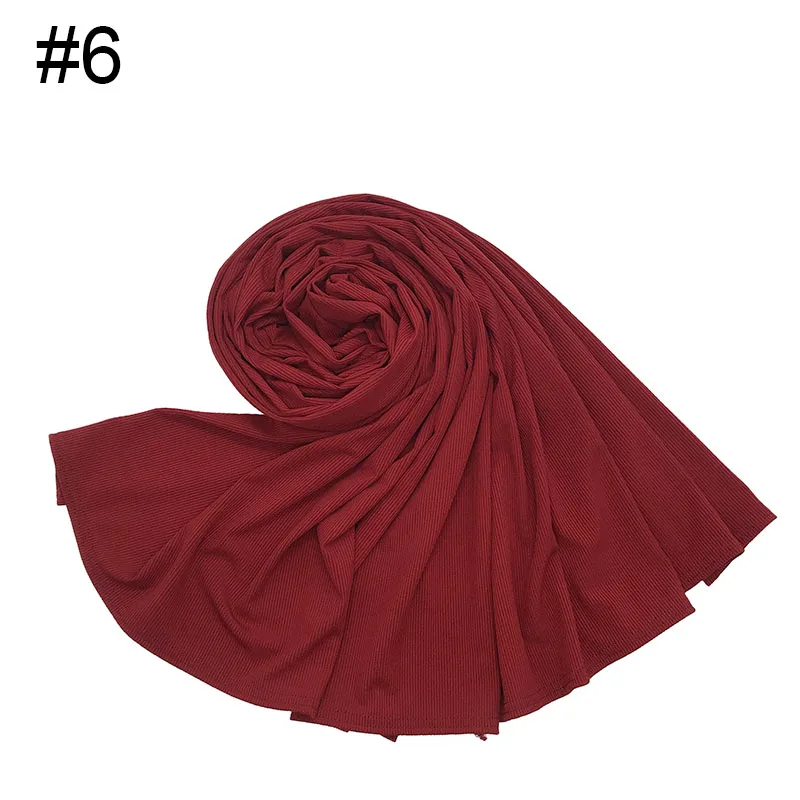 Исламский дышащий хиджаб бандана Hi-Q базовый Малайзийский мусульманский платок стрейч ребристый Джерси Женский Глушитель сплошной шарф 6 шт \ Лот