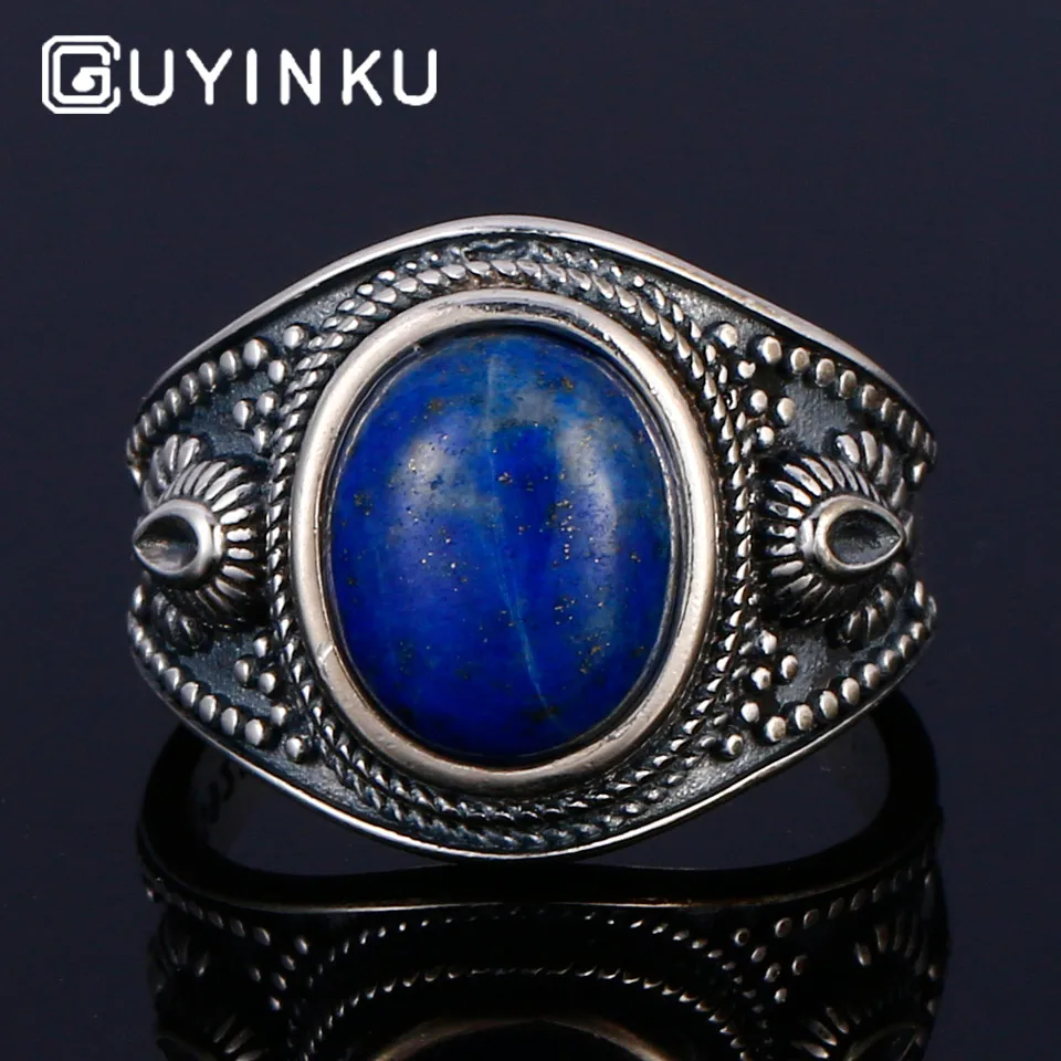 GUYINKU Природный чароит Lapis розовый кварц красочные драгоценные камни кольца 925