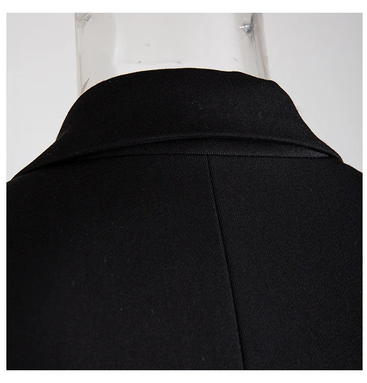 Very best  [EAM] Loose Fit Black Hollow Out Pin Spliced Jacket New Lapel Long Sleeve Women Coat Fashion Tide A