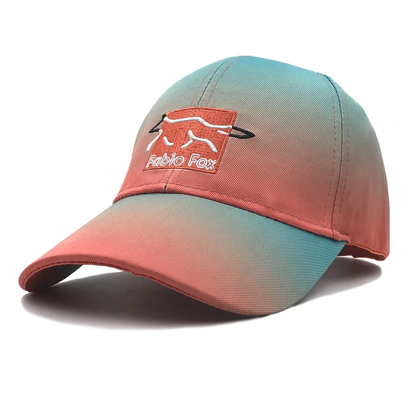Spring summer fashion fox embroidery man woman cotton baseball cap gradient color element style trend breathable Snapback Cap