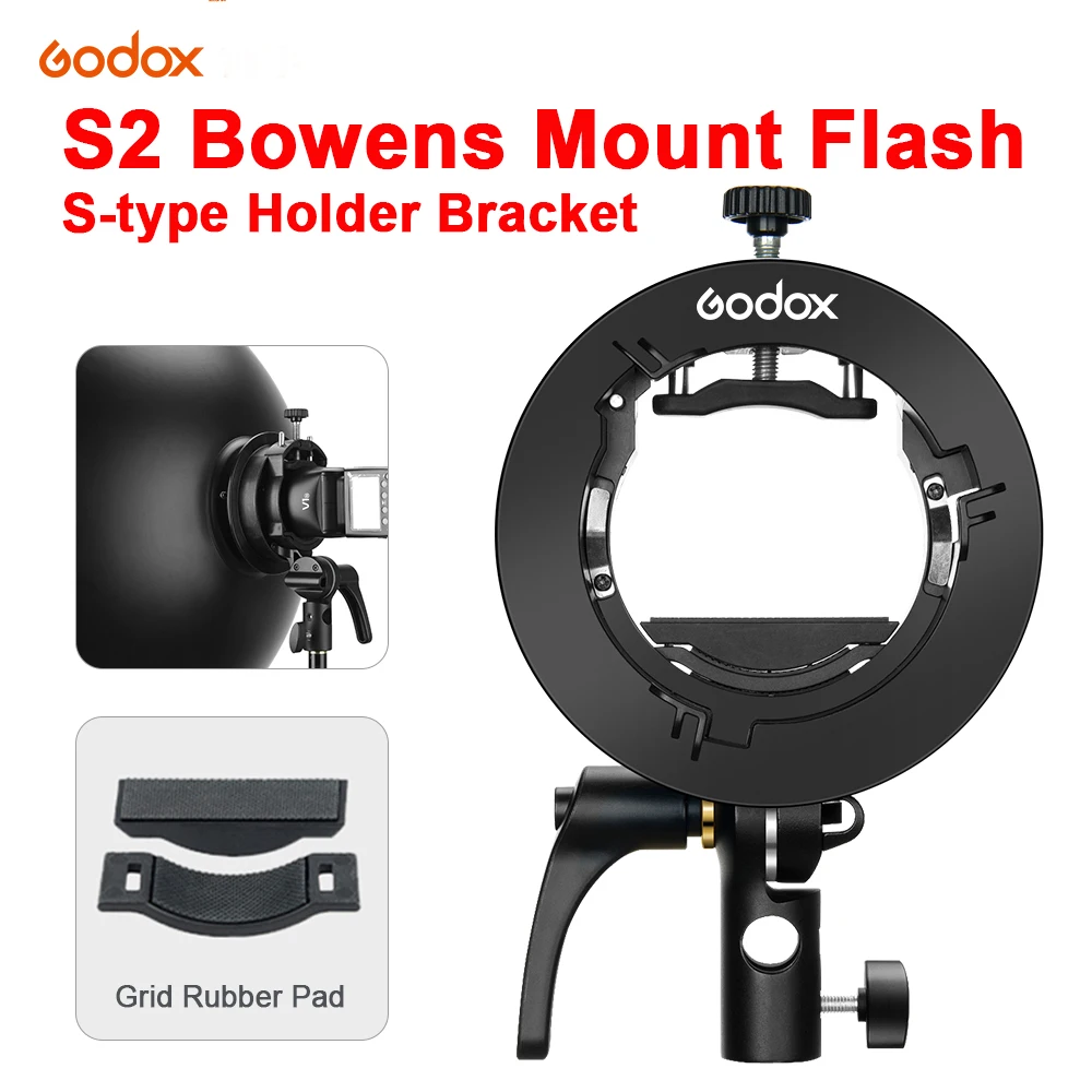 Godox S2 S Bowens Mount Flash S-type Holder Bracket for Godox V1 V860II AD200 AD400PRO TT685 Speedlite Flash Snoot Softbox