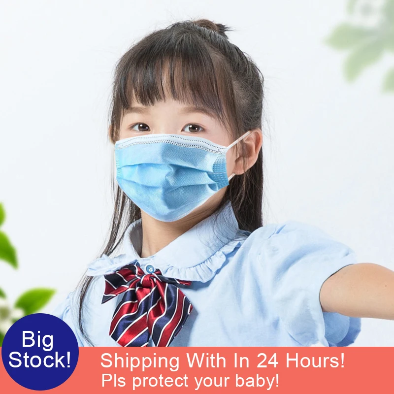

Wholesale 100pcs 3layer Baby Protective Face Mask Disposable Children's Non-woven Fabric Anti-dust Kids Mouth Masks DHL Free