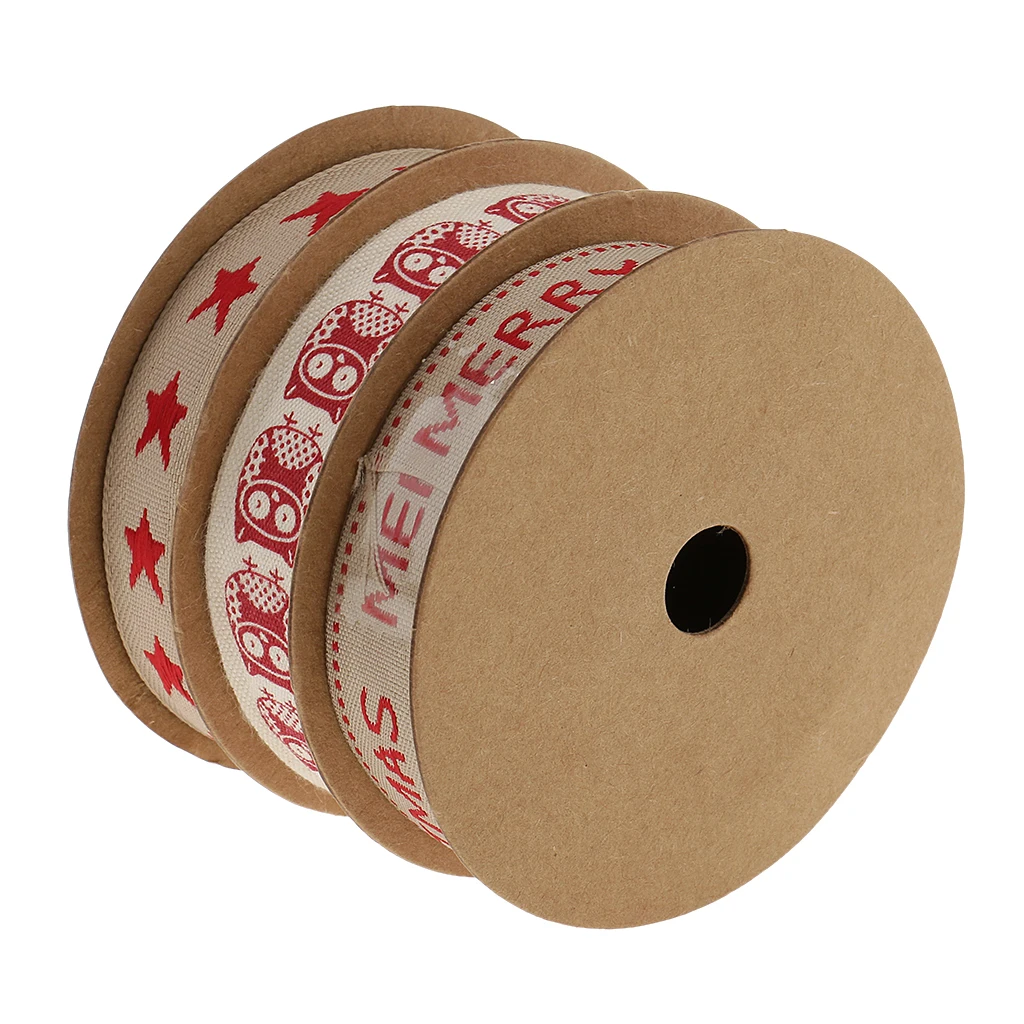 9 Meters Cotton Ribbons Fabric Trim for Xmas Christmas Gift Wrapping for Sewing Crafts Decoration