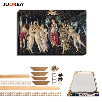 

La Primavea Sandro Botticelli Roman Mythology Greatest Version Art Canvas Painting Print Natural Wood DIY Frame Home Decor