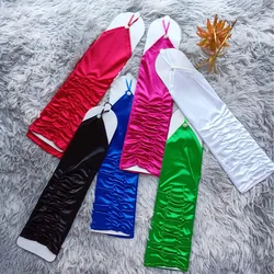 13 Inches Satin Pleats Crystal Woman Fingerless Gloves Wedding  Elbow Long Marriage Accessories for Bridal Party