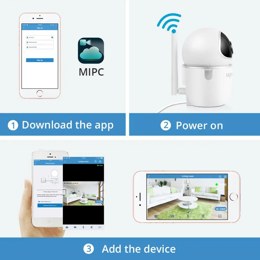  SANNCE Home Security IP Camera Wi-Fi 1080P Wireless Network Camera CCTV Camera Surveillance Night V - 32947255722
