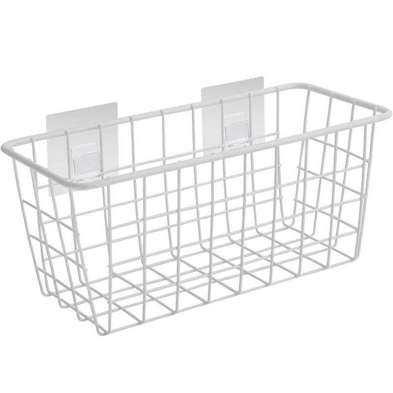Simple Style Hanging Basket Iron Hanging Basket Wall-Mounted Storage Basket Kitchen Bathroom Punch-Free Storage Basket Towel Sto