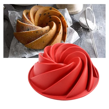 

Large Spiral shape silicone Bundt Cake Pan 10- inch Bundt Cake Mold Pan 3d Fluted Cake Mould Form Bread Bakery Baking Tools